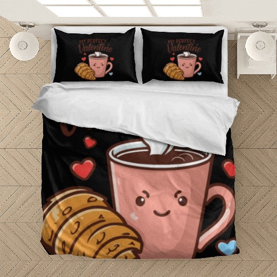Coffee and Croissant | My Perfect Valentine Bedding Sets