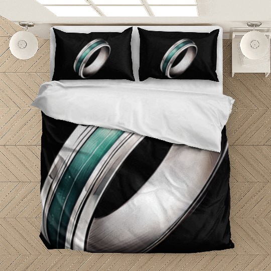 Silver Ring With Green Inlay Jewelry Bedding Sets