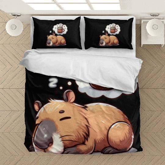 Sweet Capybara Dreaming of Yerba Mate Bedding Sets