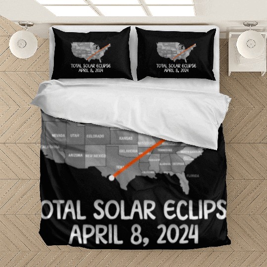 Total Solar Eclipse April 8 2024 USA Map Totality Bedding Sets
