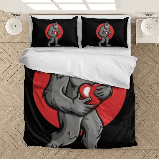 bigfoot heart valentines day Bedding Sets