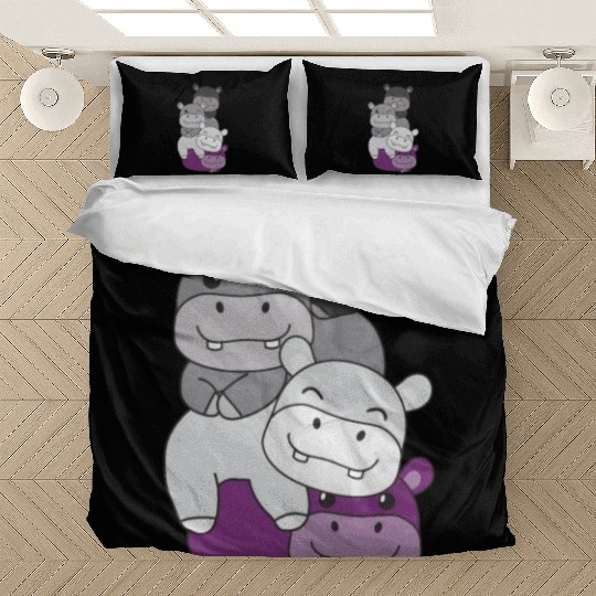 Asexual Flag Pride Lgbtq Cute Hippo Bunch Bedding Sets