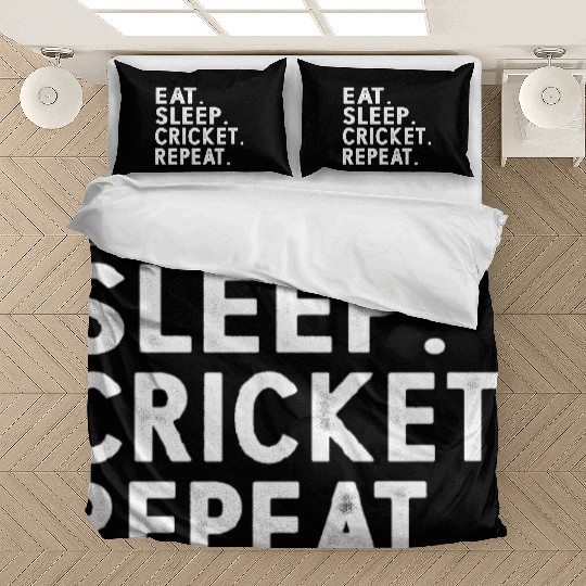 Eat Sleep Cricket Repeat Funny Cricket Sport Game Bedding Sets