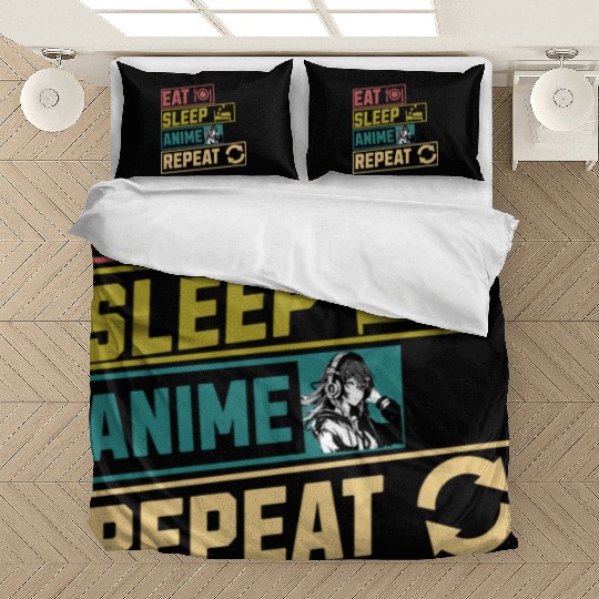 Eat sleep anime repeat hobby Bedding Sets