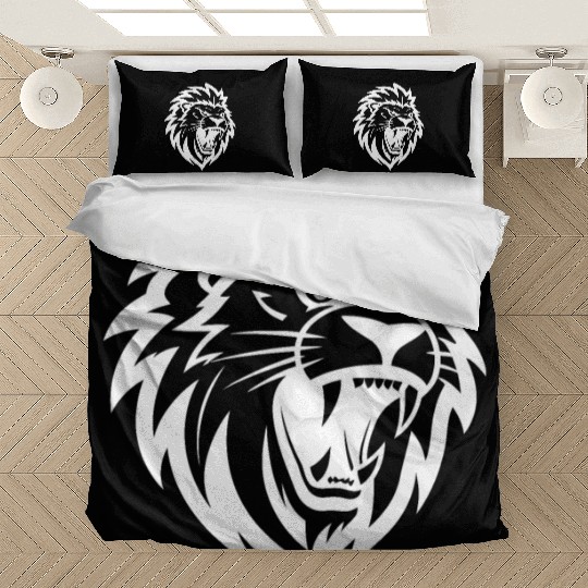 Angry Lion Head Tattoo Style Elegant Mane Bedding Sets