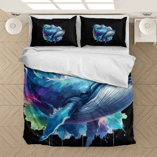 Blue Whale Colourful background Bedding Sets