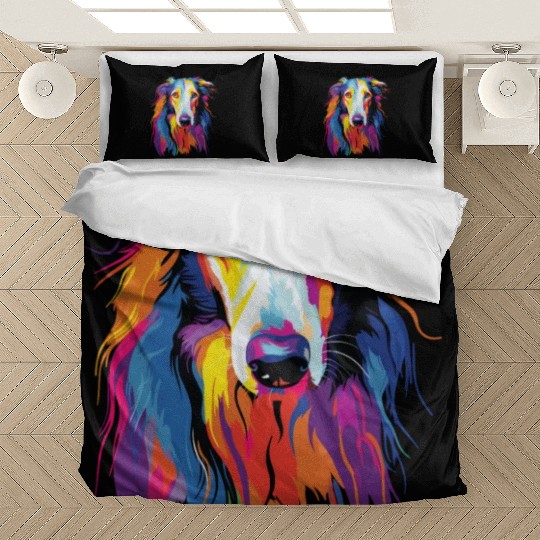 Watercolor Colorful Russian Greyhound Bedding Sets