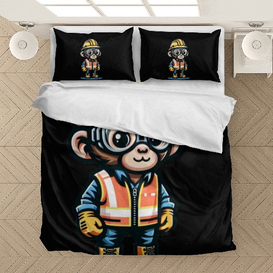 Cute Monkey Construction Worker Bedding Sets