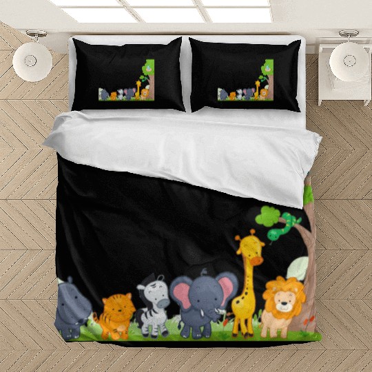 Multi zoo animals lion giraf elephant Bedding Sets