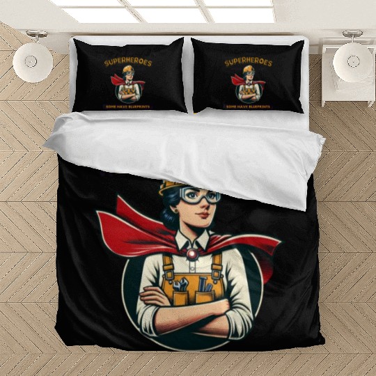 Female Engineer Superhero Bedding Sets