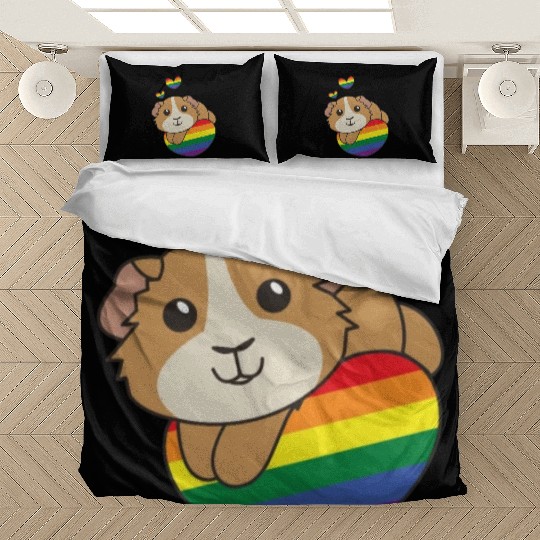 Rainbow Flag Pride Lgbtq Cute Guinea Pig Love Bedding Sets