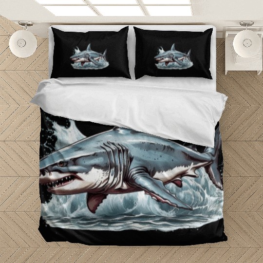 Angry great white shark Bedding Sets