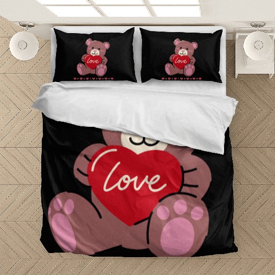 Happy Valentines Day Cute Bear Collections Bedding Sets