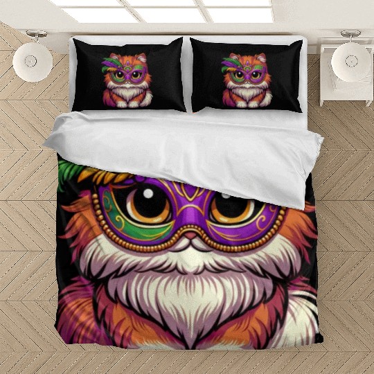 Mardi Gras Persian Cat, Dressed-up Cat Bedding Sets