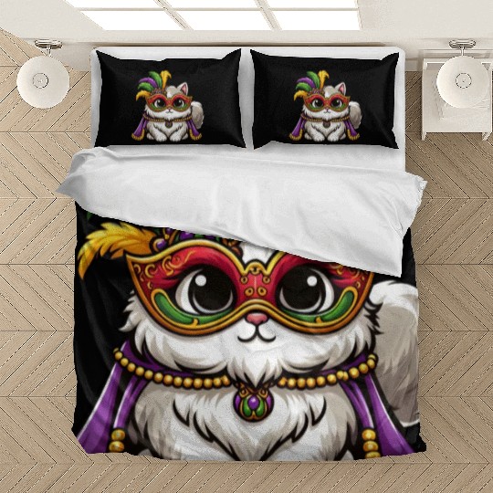 Mardi Gras Persian Cat, Masked Cat Costume Bedding Sets