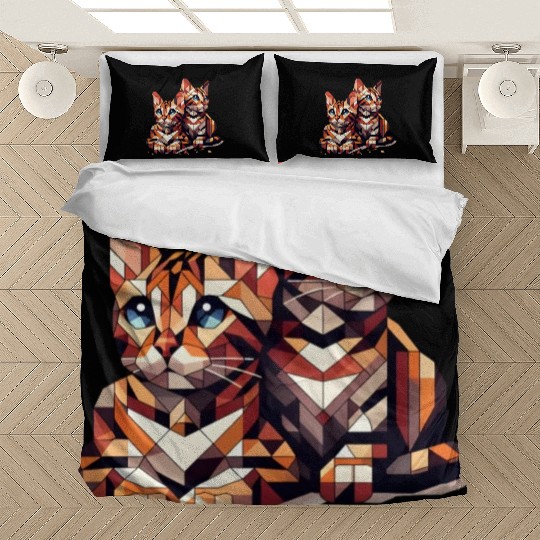 Bengal Kittens Geometric Shape Bedding Sets