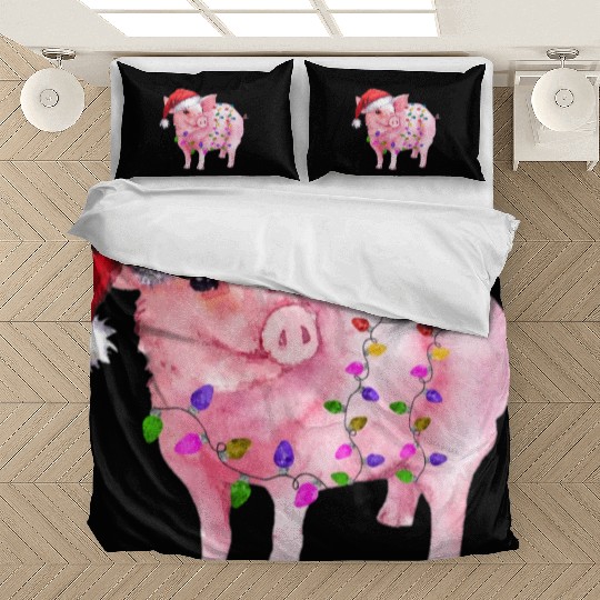 Pig Christmas Light Bedding Sets
