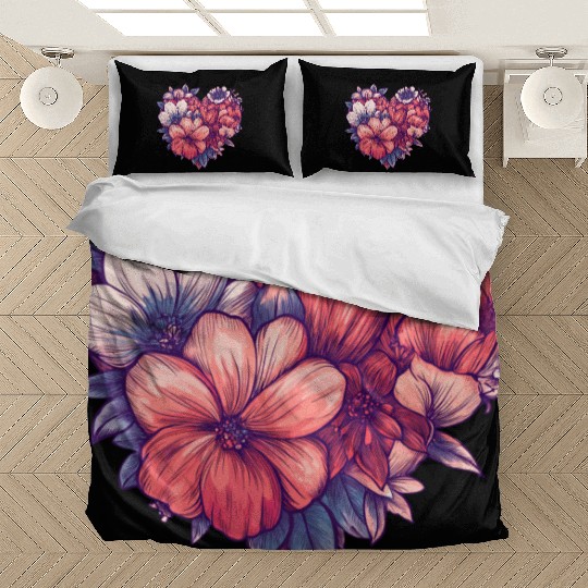 Blooming Floral Heart Bedding Sets