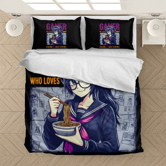 Gamer Who Loves Ramen Anime And Sketching Japanese Bedding Sets