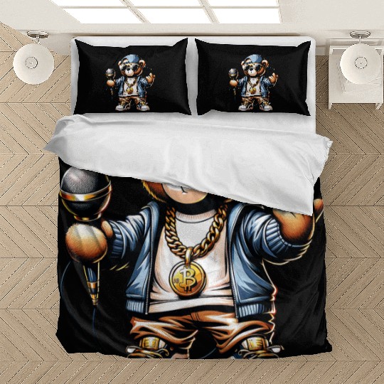 teddy bear rapper Bedding Sets