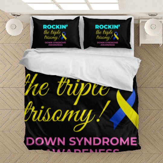 Down Syndrome Awareness Triple Trisomy Rock Bedding Sets
