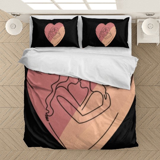 Lesbian Couple in Heart Bedding Sets
