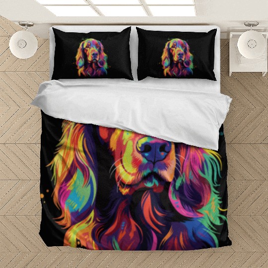 Watercolor Colorful Irish Setter Bedding Sets
