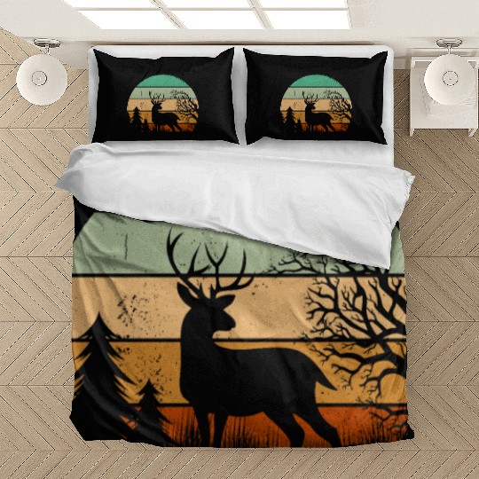 Serene Deer Twilight Forest Silhouette Bedding Sets