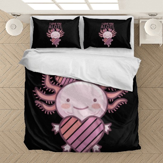 Axolotl Cute I love you alotl Fitted Bedding Sets