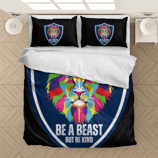 Colorful Lion Be a beast but be kind lion face Bedding Sets