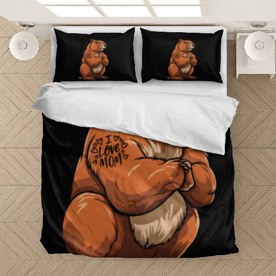 Capybara Biceps Tattoo I Love Mom Bedding Sets
