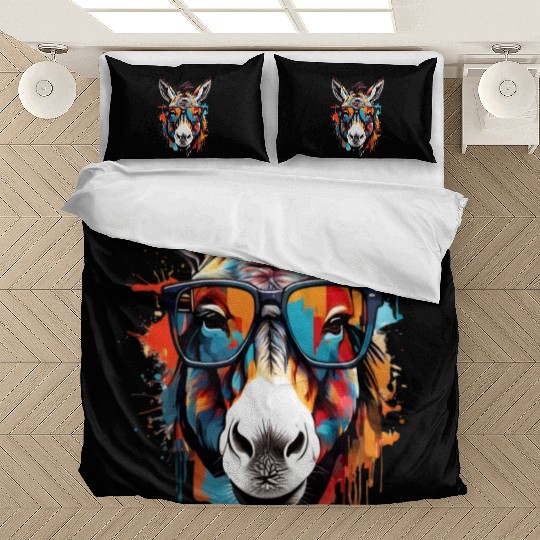 beautiful donkey with sun glasses unique design Bedding Sets