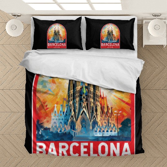 Barcelona Spain Travel Art Emblem Bedding Sets