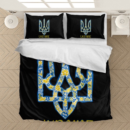 Ukraine trident in Ukrainian flag colors Bedding Sets