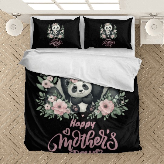 Happy Mother's Day Floral Wreath Mum Panda Bedding Sets