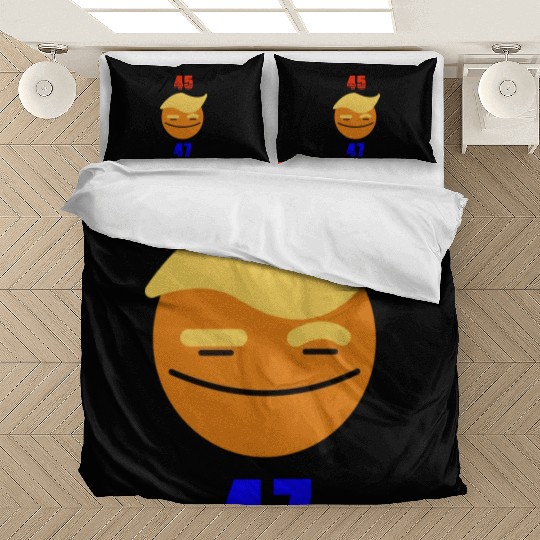 Support Donald J. Trump. 45 47 Trump Smile Face. Bedding Sets