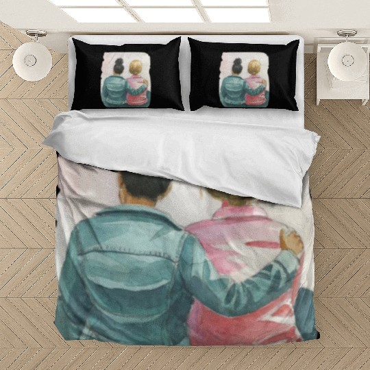 Watercolor Lesbian Couple Bedding Sets