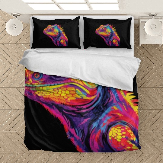Watercolor Colorful Chameleon Colorful Animals Bedding Sets