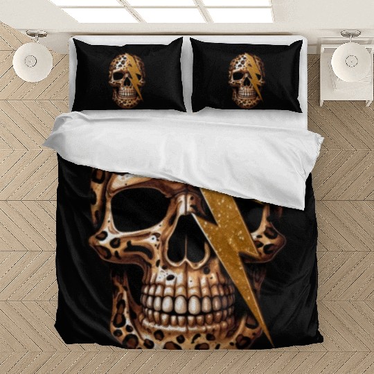 skull with leopard animal print Bedding Sets