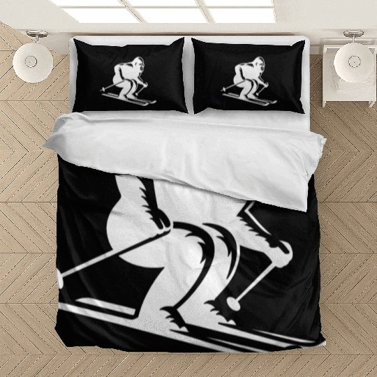 Monkey Gorilla Chimpanzee Ski Silhouette Design Bedding Sets