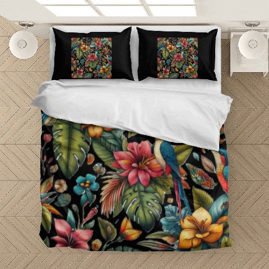 Tropical Flowers and Birds. Wild Plants Bedding Sets