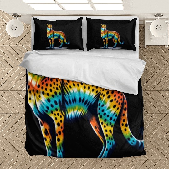 Tie Dye Cheetah Colorful Hippie Wildcat Bedding Sets