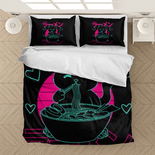 Aesthetic Anime Ramen Cat Retro Japanese Bedding Sets