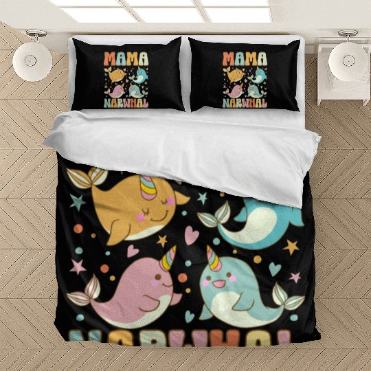 Groovy Narwhal Mom Narwhal Lover Bedding Sets