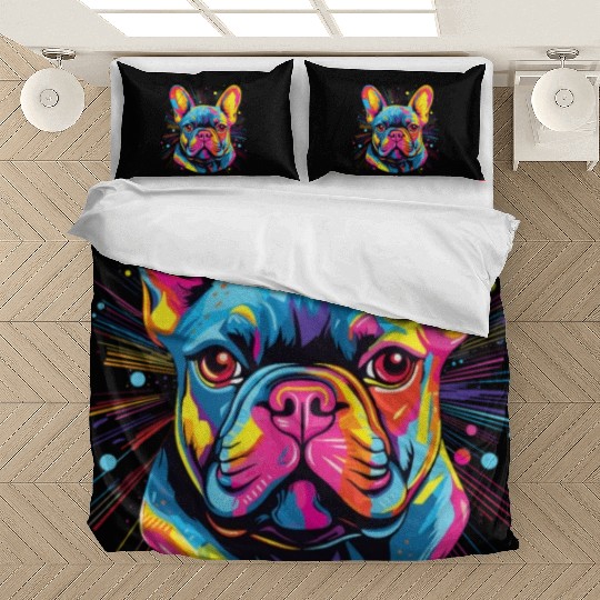 Watercolor Colorful French Bulldog Bedding Sets
