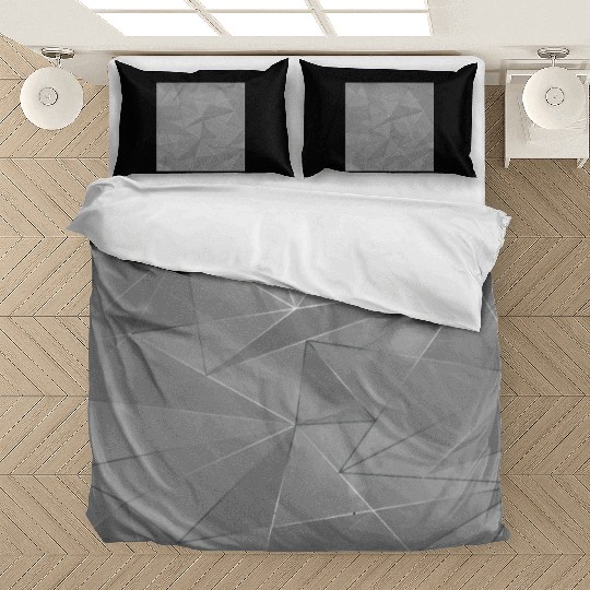 Grey silver low poly abstract background Bedding Sets