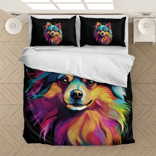 Watercolor Colorful Pomeranian Bedding Sets