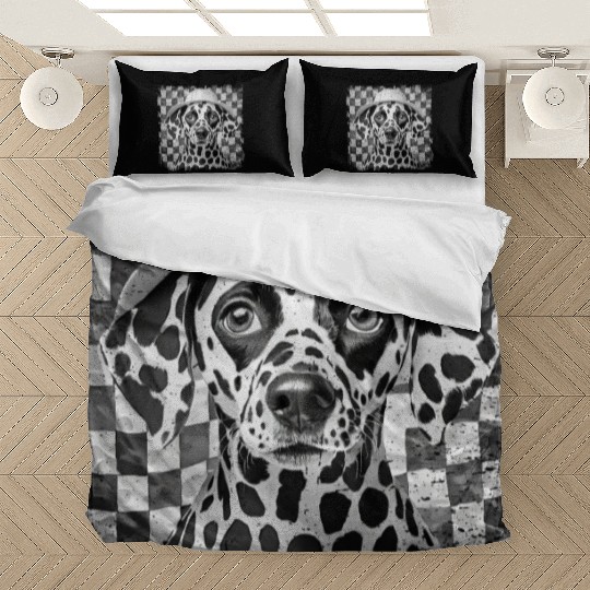 funny Dalmatian with hat Bedding Sets