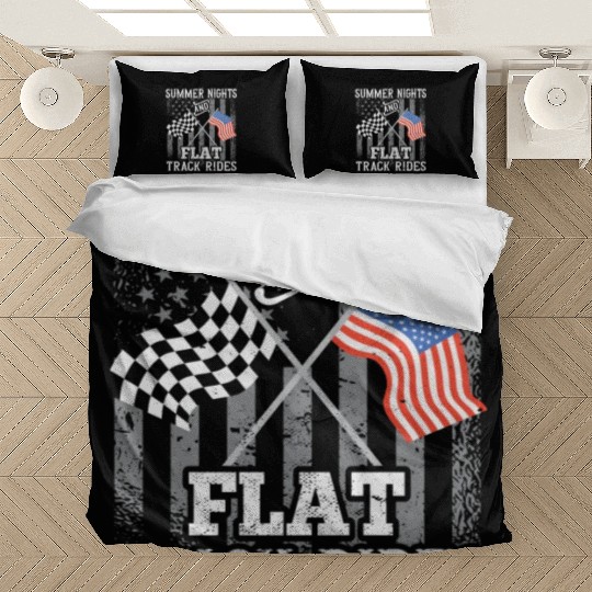 US Flag Flat Track Racing USA Patriotic Bedding Sets