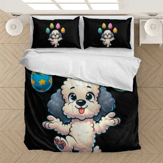 Easter Egg Easter Dog Poodle Juggling Juggler Bedding Sets